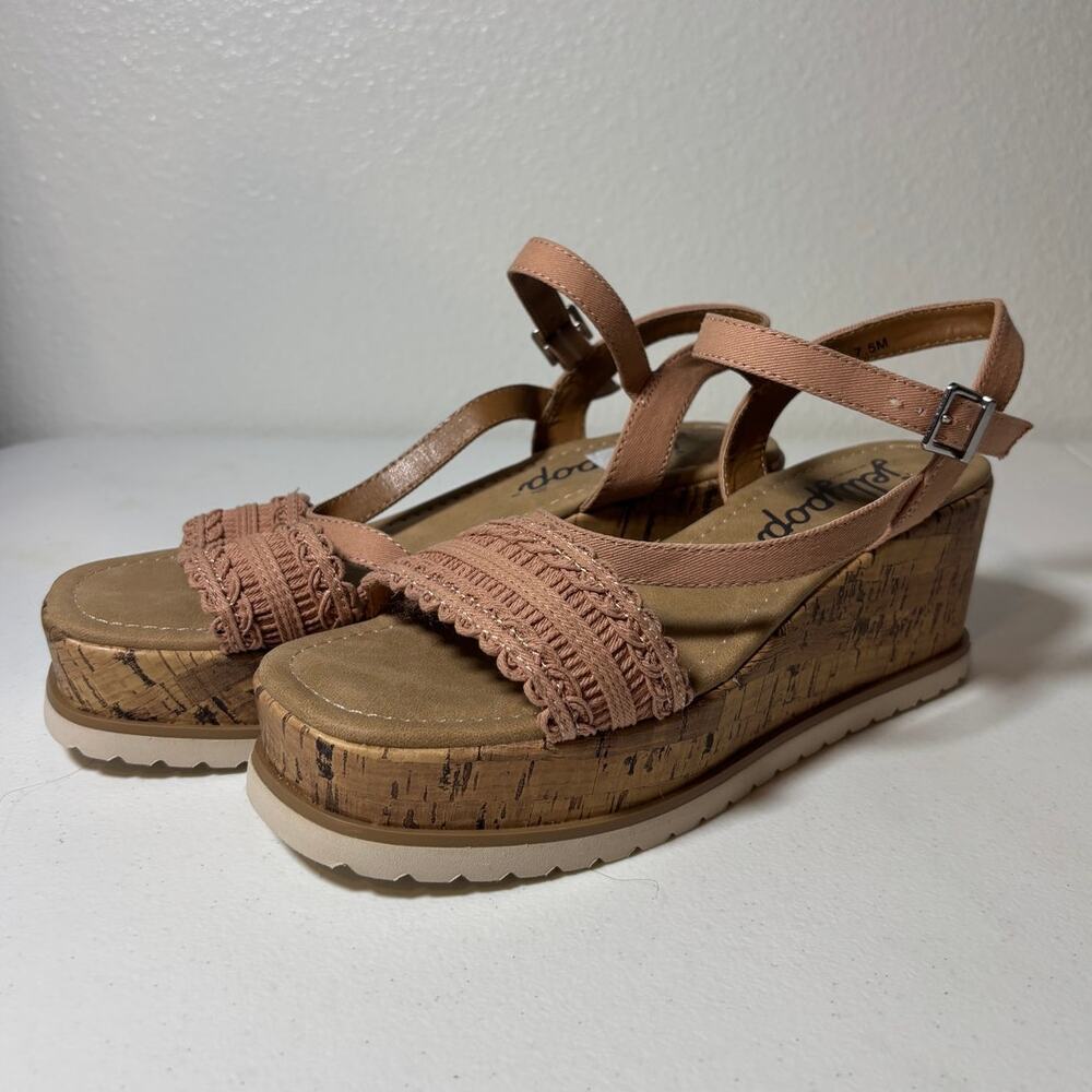Jellypop Women's US Size 7.5 Terre Cork Wedge Strappy Mauve Pink Sandals